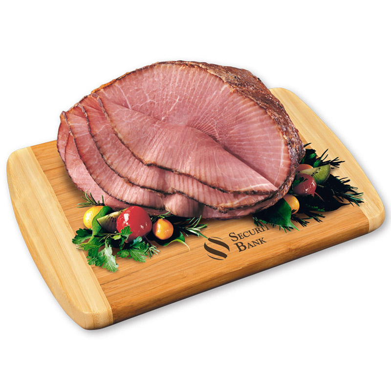 Spiral-Sliced Half Ham with Bamboo Cutting Board