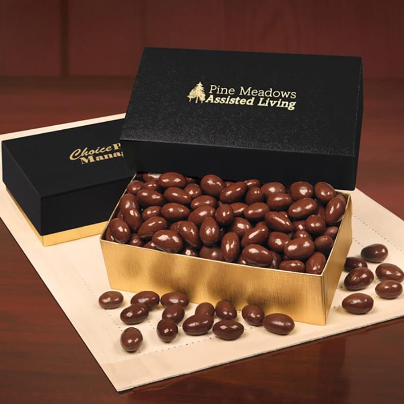 Chocolate Covered Almonds in Black & Gold Gift Box