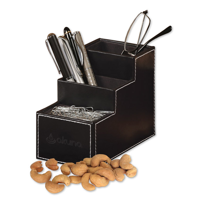 Faux Leather Desk Organizer with Extra Fancy Jumbo Cashews