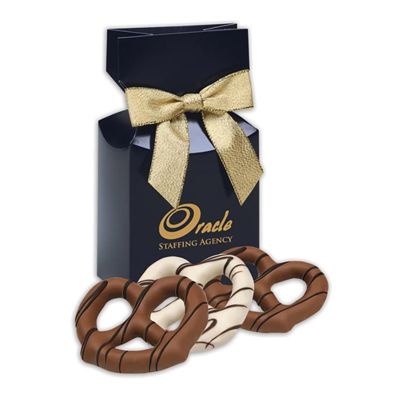 Chocolate Covered Pretzels in Navy Premiun Delights Gift Box