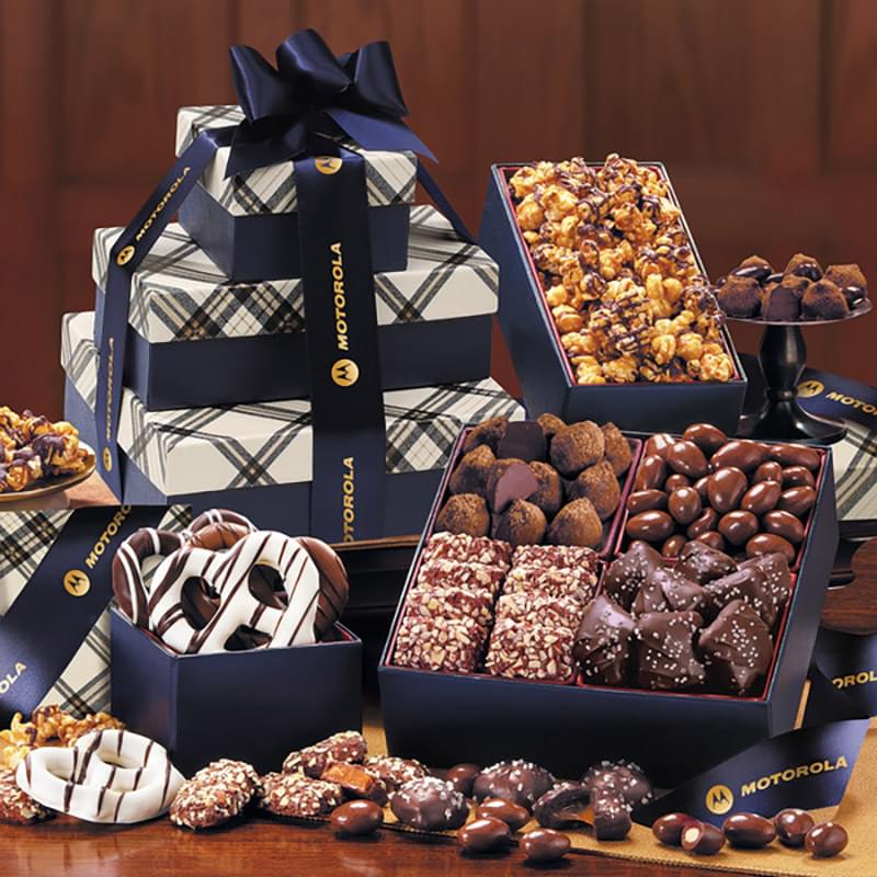 Navy Plaid Tower of Sweets