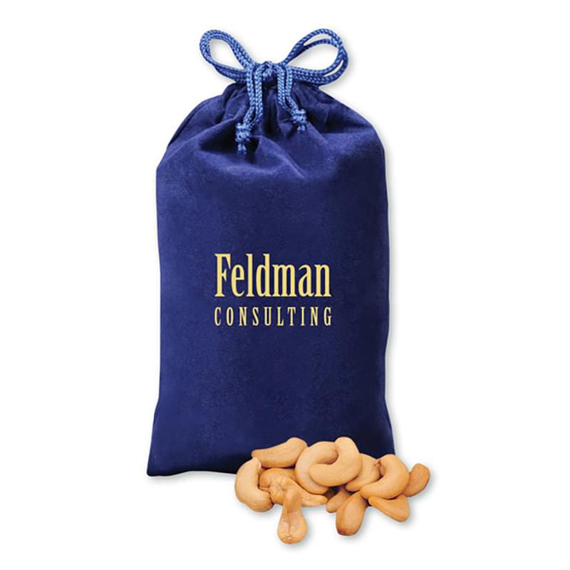 Extra Fancy Jumbo Cashews in Blue Velour Gift Bag