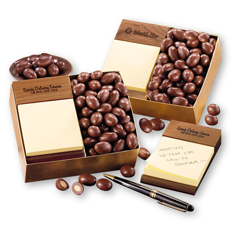 Post-it® Note Holder with Chocolate Covered Almonds