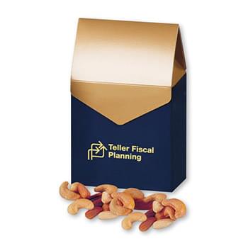 Deluxe Mixed Nuts in Navy & Gold Gable Top Gift Box