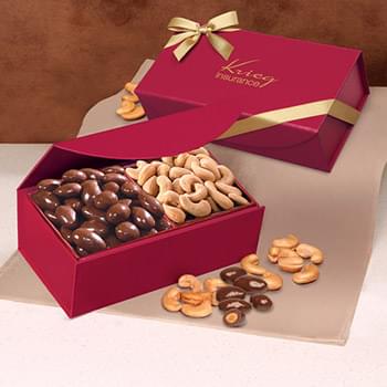 Chocolate Almonds & Cashews in Red Magnetic Closure Box