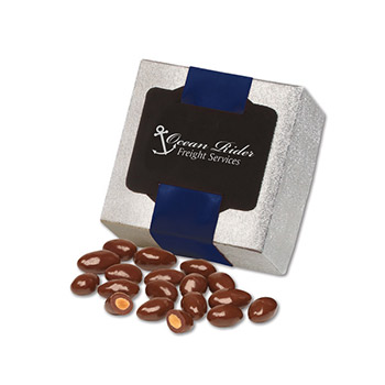 Chocolate Covered Almonds in Silver Gift Box