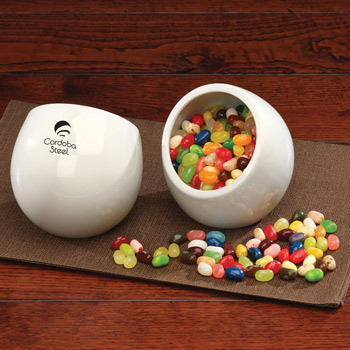 Modern White Candy Dish with Jelly Belly&reg; Jelly Beans