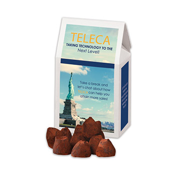 Cocoa Dusted Truffles in Gable Top Gift Box with Full Color Imprint