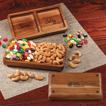 Acacia Tray with Jelly Belly® Jelly Beans & Cashews